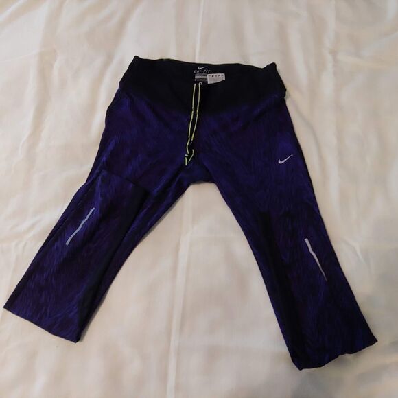 Womens Medium Nike leggins draw string purple blac - Picture 1 of 7
